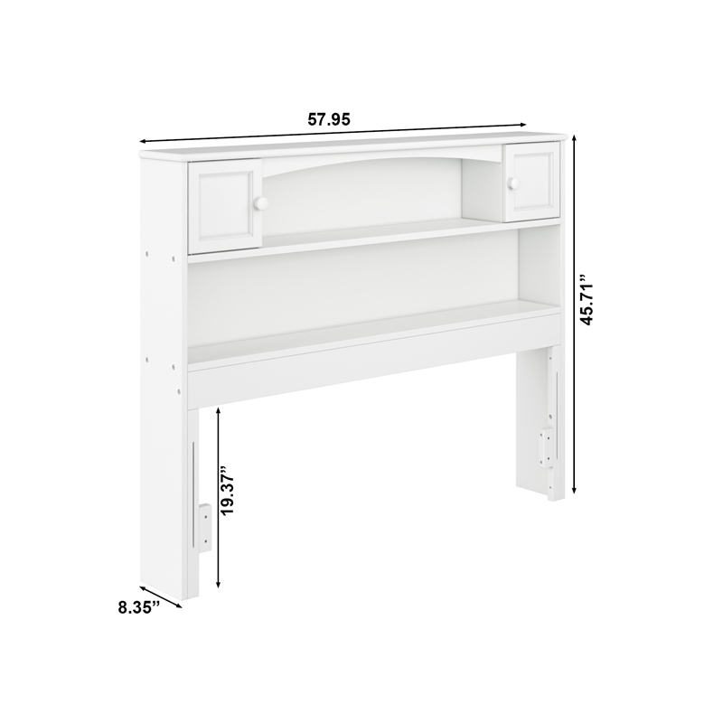 Denver Full Wood Storage Bookcase Headboard in White