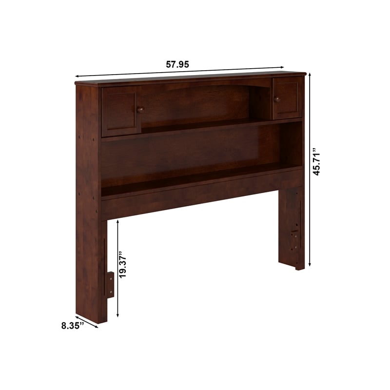 Denver Full Wood Storage Bookcase Headboard in Walnut