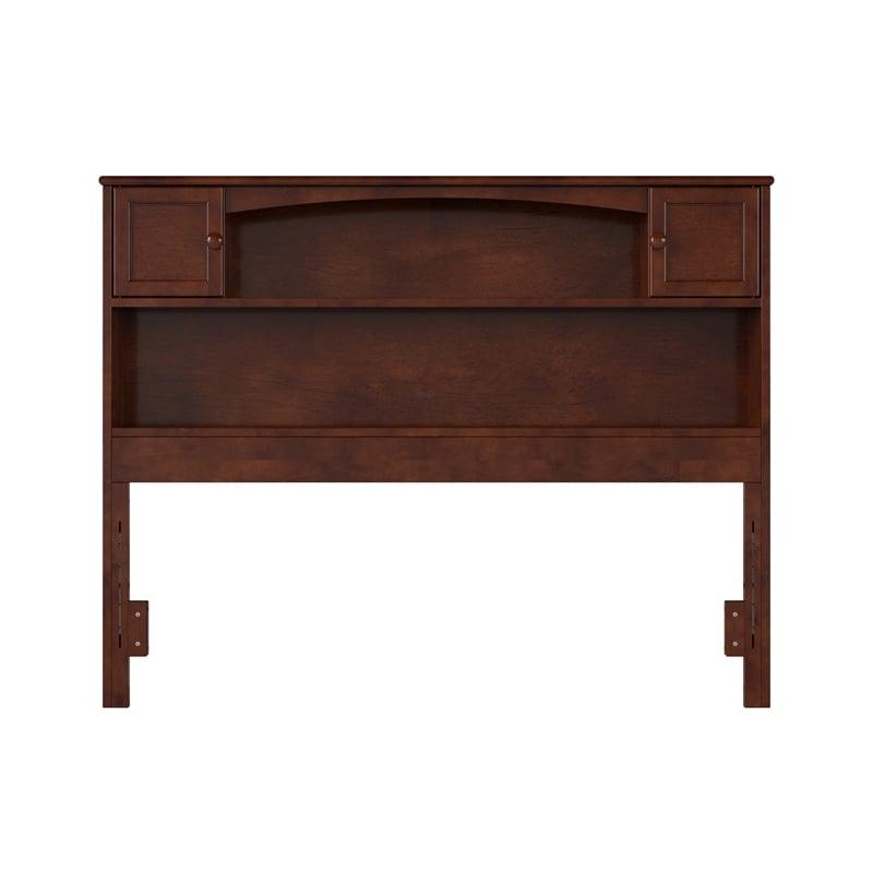 Denver Full Wood Storage Bookcase Headboard in Walnut