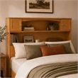 Denver Full Solid Wood Storage Bookcase Headboard in Light Toffee