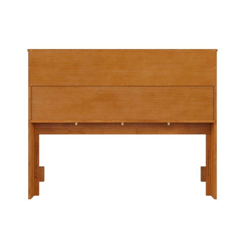 Denver Full Wood Storage Bookcase Headboard in Light Toffee