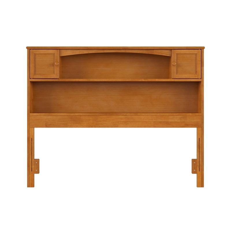 Denver Full Wood Storage Bookcase Headboard in Light Toffee