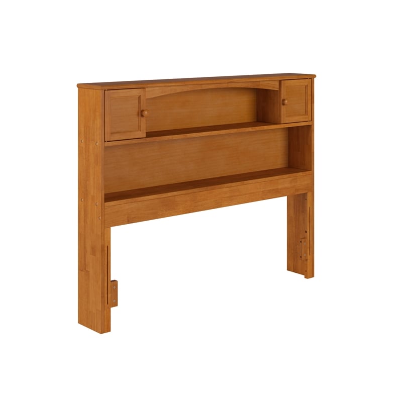 Denver Full Wood Storage Bookcase Headboard in Light Toffee