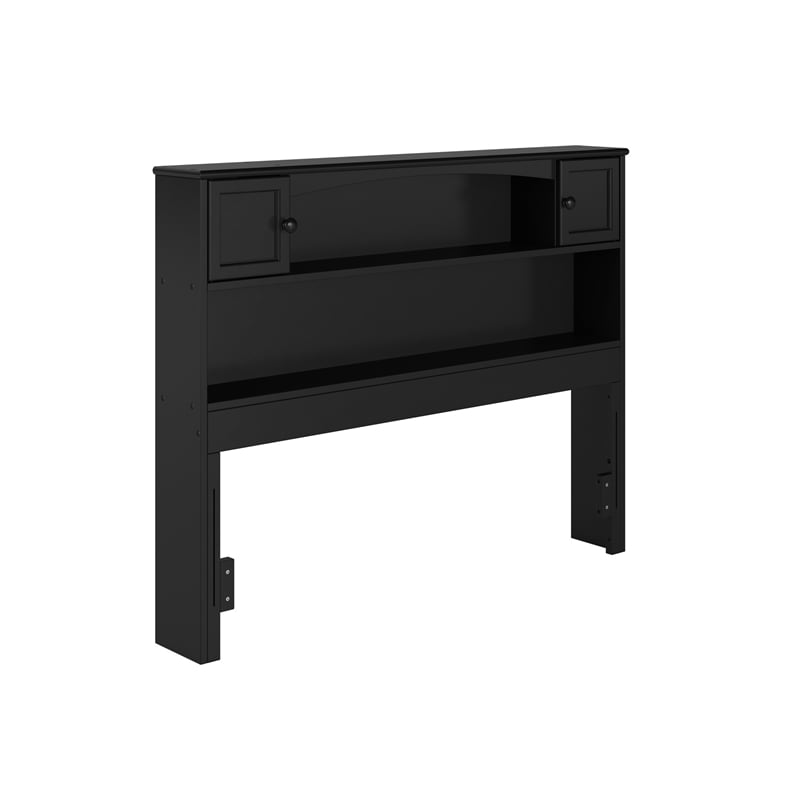 Denver Full Solid Wood Storage Bookcase Headboard in Black