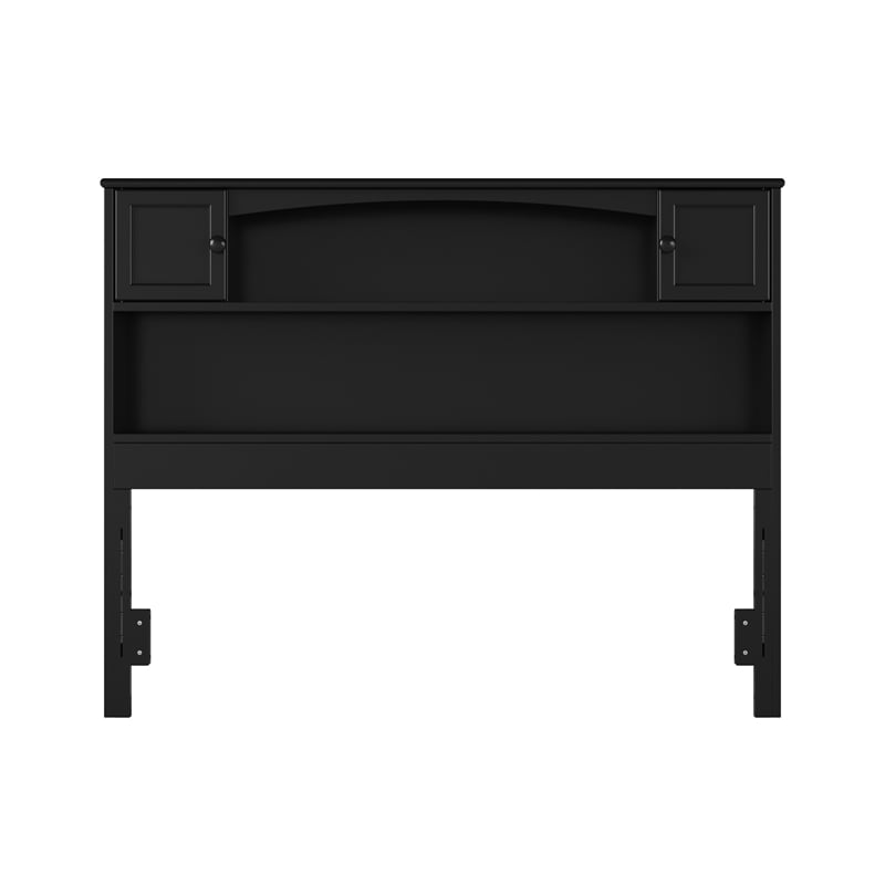 Denver Full Solid Wood Storage Bookcase Headboard in Black