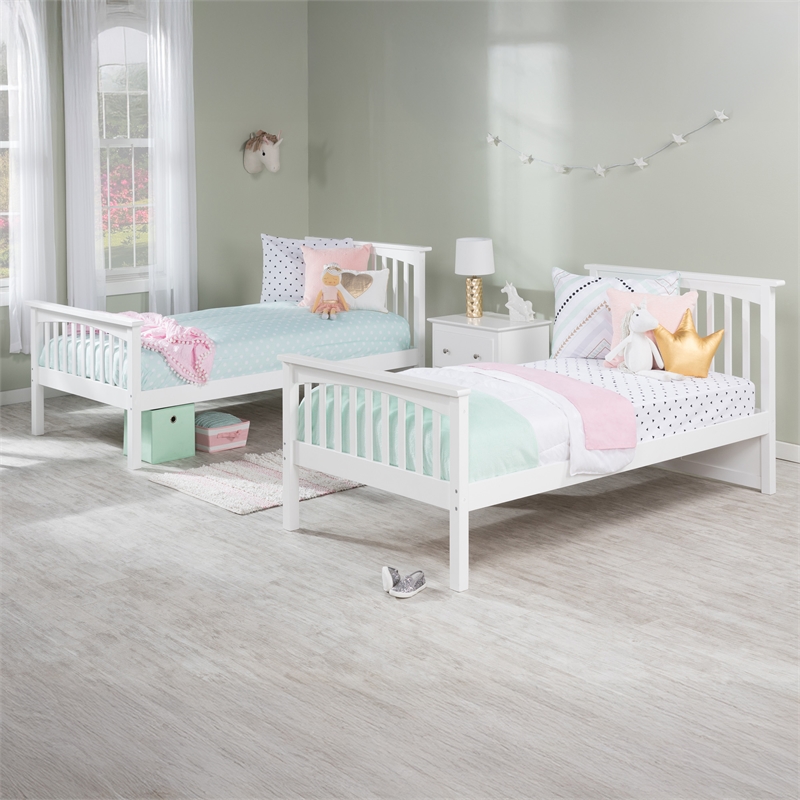 AFI Columbia Twin Over Twin Solid Wood Bunk Bed in White Finish