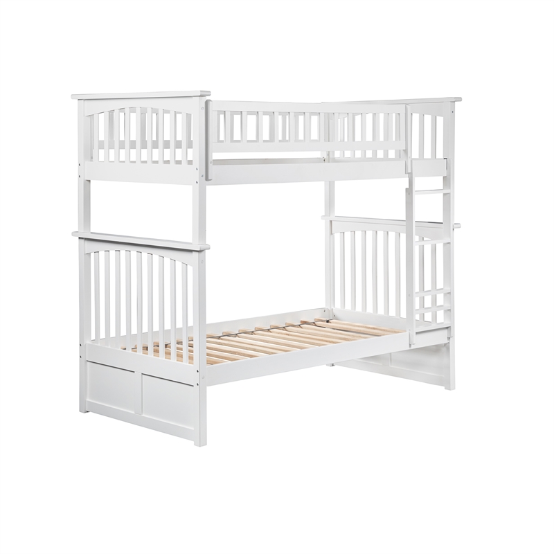 AFI Columbia Twin Over Twin Solid Wood Bunk Bed in White Finish