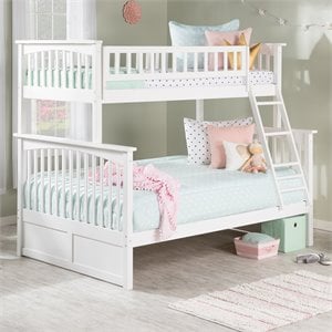 AFI Columbia Twin Over Full Solid Wood Bunk Bed in White