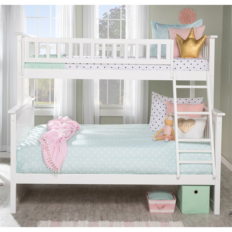 AFI Columbia Twin Over Full Solid Wood Bunk Bed in White
