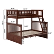 AFI Columbia Twin Over Full Solid Wood Bunk Bed in Walnut