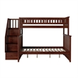 AFI Columbia Twin Over Full Solid Wood Staircase Bunk Bed in Walnut