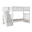 AFI Columbia Twin Over Twin Solid Wood Staircase Bunk Bed in White