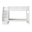 AFI Columbia Twin Over Twin Solid Wood Staircase Bunk Bed in White