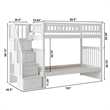 AFI Columbia Twin Over Twin Solid Wood Staircase Bunk Bed in White