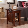 AFI Mission Solid Wood Chair Side Table with BuiltIn Device Charger Brown Walnut