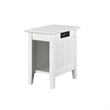 AFI Nantucket Solid Wood Chair Side Table with Built in Device Charger in White