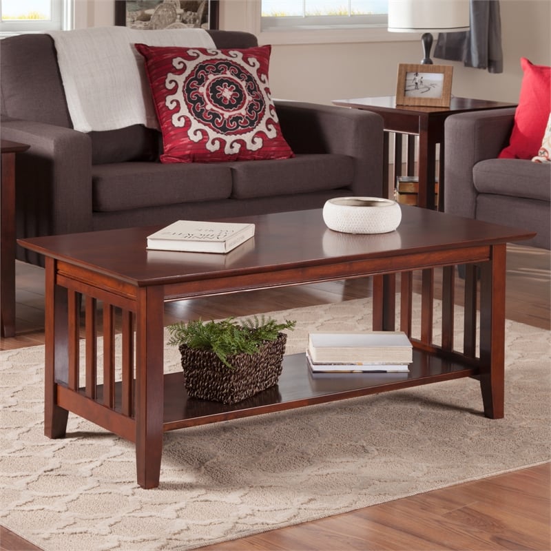 AFI Mission Solid Wood Transitional Coffee Table in Walnut Brown