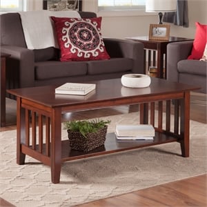 AFI Mission Solid Wood Transitional Coffee Table in Walnut Brown