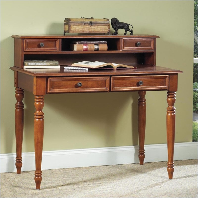 Home Styles Homestead Wood Laptop Writing Desk with Hutch in Distressed Warm Oak