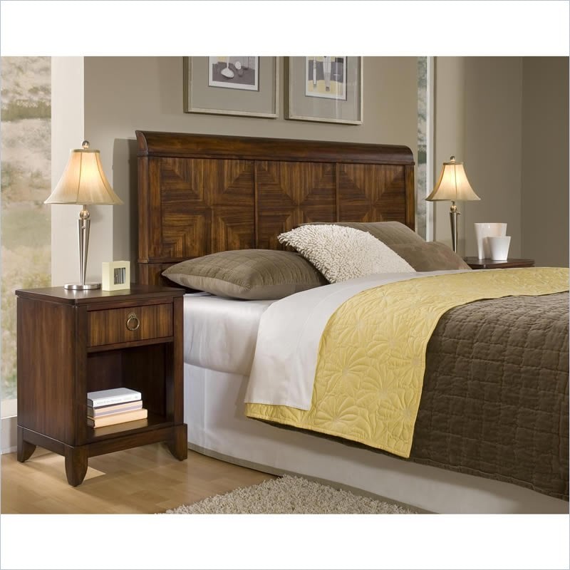 Home Styles Paris Queen Headboard & Night Stand Mahogany Bedroom Set 